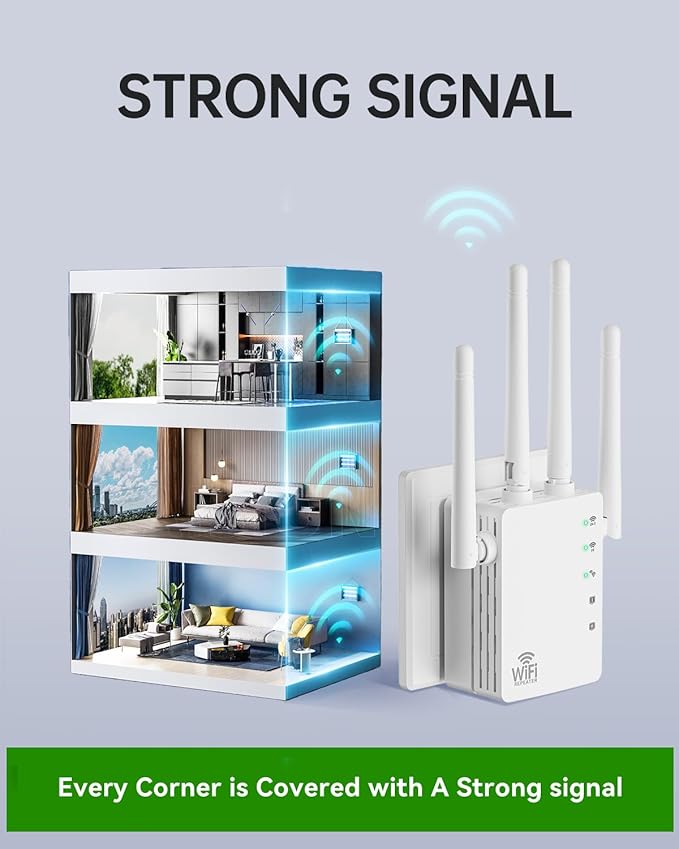 2026 WiFi Extender Signal Booster for Home, 10X Faster New Wireless Long Range Amplifier, Covers up to 13888 sq.ft, WiFi Booster Dual Band,WiFi Repeater with Ethernet Port & EasyMesh, Easy Setup