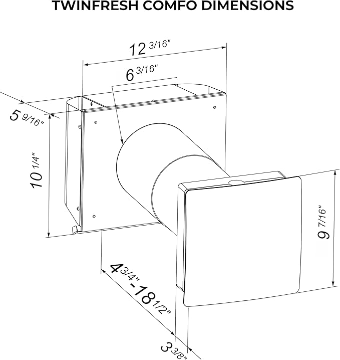VENTS-US TwinFresh Comfo RB1-50-2 - Ductless ERV Through-the-Wall Single Room Ventilation Fan, 30 CFM, Energy Recovery Ventilator with Remote Control and Humidity Sensor