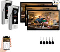 Video Doorbell Intercom System,10 Inches Touch Screen (Black) Video Doorbell Door Phone System,Support Remote Unlock, Dual-Way Intercom,Night Vision for Villa House Apartment (2-Camera + 3-Monitor)
