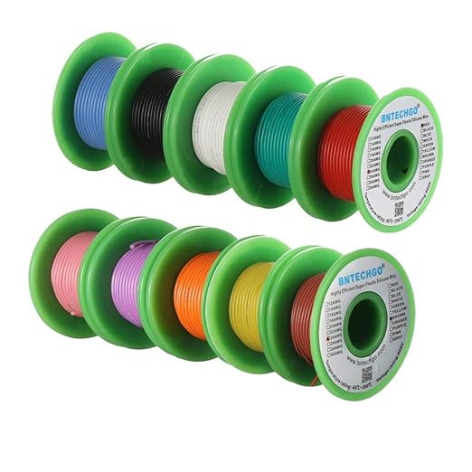 BNTECHGO 24 Gauge Silicone Wire Kit 10 Color Each 30 ft Flexible 24 AWG Stranded Tinned Copper Wire