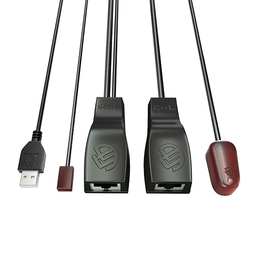 SZBJ IR Repeater,IR Remote Control Extender,Infrared Repeater System,Apply to Cat6/Cat5e/Cat6 Ethernet Cable Connection(Single Head ir emitter)