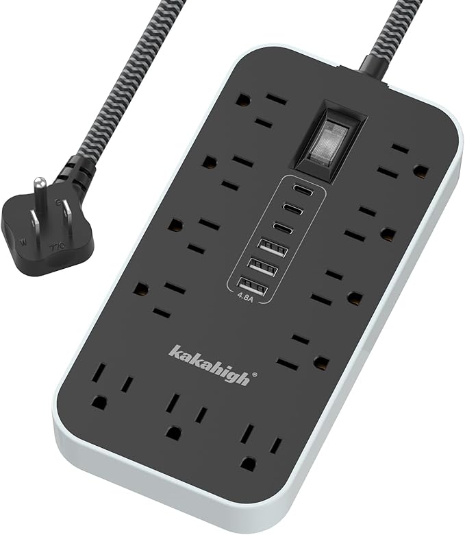 20 FT Extension Cord with USB Ports- Power Strip with USB, 1625W Multi Outlet with 11 AC Outlet 6 USB (24W/4.8A), Charging Station for Multiple Devices, for Home, Office, Dorm, Gaming Room Essentials