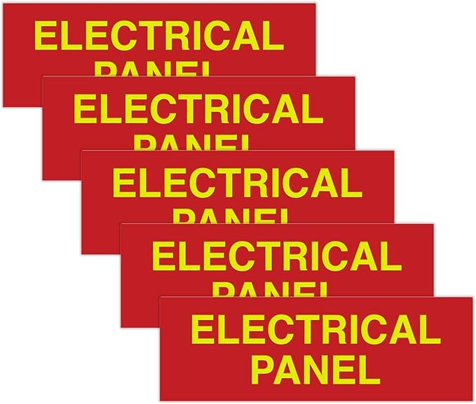All Quality Basic Electrical Panel Sign - Fire Regulation Safety Compliance Sign - Red/Yellow - Medium (5 Pack)