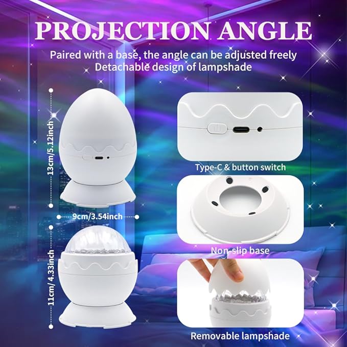 XBYZZRS Galaxy Projector Egg Night Light Projector USB-Powered Mood Lighting Adult Kids Night Light Adjustable Colors Lights for Bedroom Aurora Halloween Decorations Christmas Gift