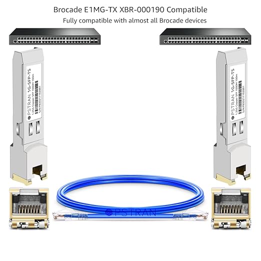 OPSTRAN 1000BASE-T SFP RJ45 Copper Transceiver Module Compatible with Brocade E1MG-TX XBR-000190 100m Cat5e/6 10 Pack