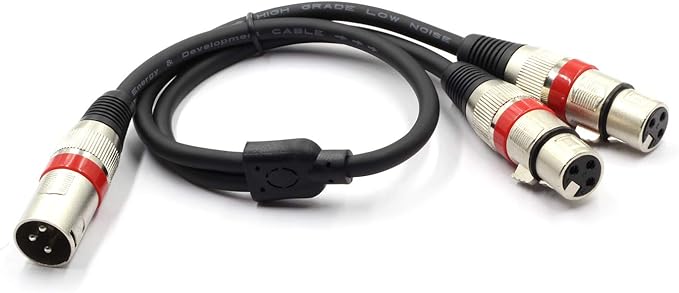 SiYear XLR Splitter Cable - XLR Male to Dual Female 3 Pin Patch Y Cable Balanced Microphone Splitter Cord Audio Adapter (50CM/1.5FT)