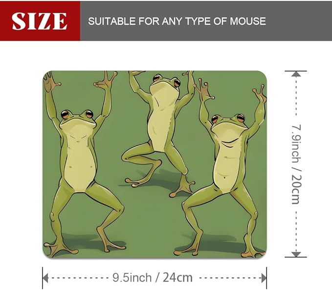 Three Dancing Frogs Square Mouse pad, Texture, Waterproof, Anti Slip Rubber Base, Computer Mouse pad, Laptop Mouse pad