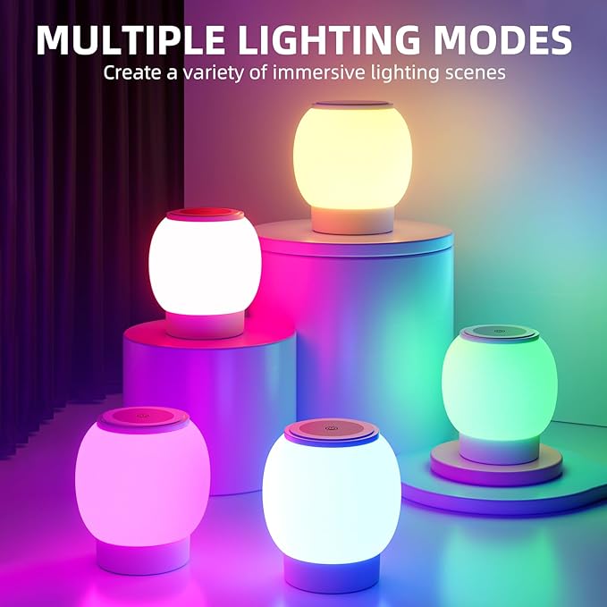 RGB ambient night light, Eye Caring, Multiple color variations, Stepless Dimming, Touch Night Lamp,Can be remotely controlled and timed,8000mAh ultra large battery capacity,Suitable ambient lighting,