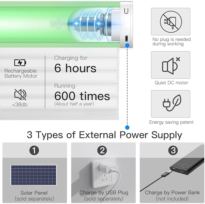 Tokblind Motorized Sheer Shade with Remote Control, Light Filtering Electric Roller Blinds Compatible with Alexa via Hub, Rechargeable Smart Window Shade Custom Size (Light Filtering White)
