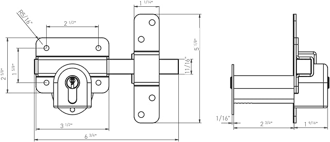 GateMate Long Throw Gate Lock 1490096, Euro Profile Keyed Both Sides Gate Lock for Sheds, Gates & Garage Doors, 316 Stainless Steel, for Wooden Gates & Doors Up to 2 ¾” Thick (70mm), Black, 5 Keys