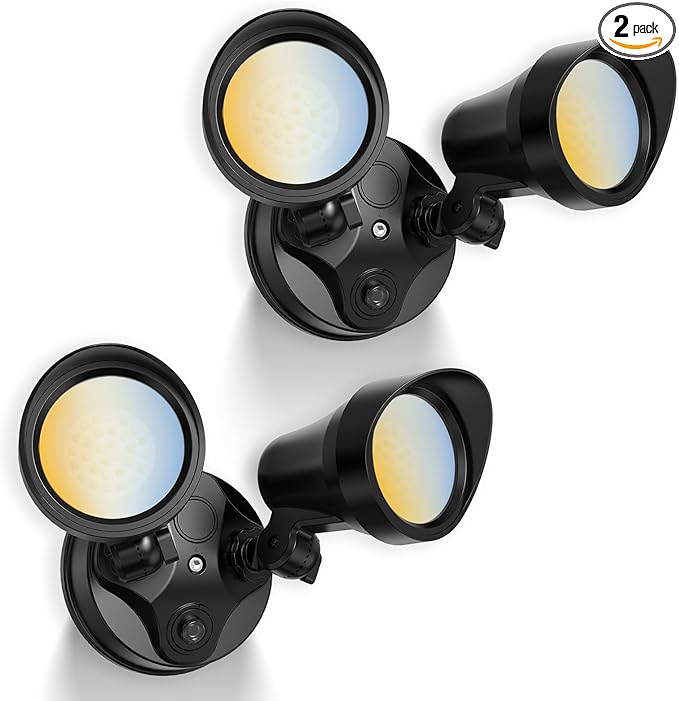 ALUSSO Dusk to Dawn Outdoor Lighting, 25W 2000LM Dusk Till Dawn Outdoor Light, 3000K/4000K/6000K 3CCT IP65 Security Lights ETL Listed Dusk to Dawn Hardwired for House Garage Yard Walkway Black 2 Pack