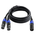 Seefeful (5FT / 1 Pack) 1 Male to 2 Female XLR Y Splitter Micrphone Cable, 3pin Male to Dual Female Y-Splitter Balanced Mic Audio Cables for Stereo Mic to L & R Audio Track