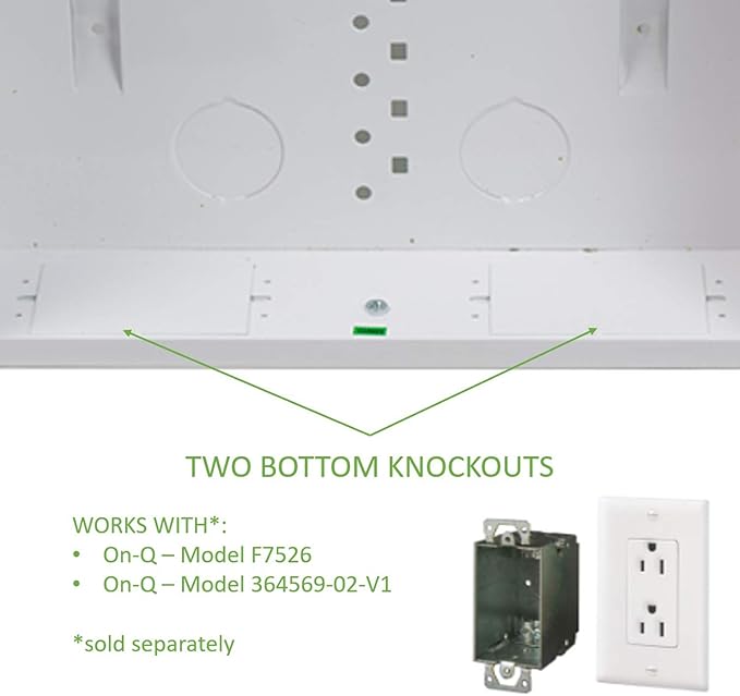 Legrand - OnQ 28 Inch Cable Management, In-Wall 20-Gauge Media Box, Structured Wiring Enclosure with 2.5 Inch Openings for Wires, Includes Cover Mounting Hardware, White, EN2800