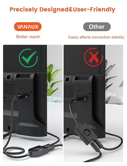 VANAUX Optical Audio Splitter 1 in 2 Out,SPDIF Toslink Digital Optical Audio Cable Splitter 1x2 Support LPCM2.0 Doldy Digital & DTS 5.1 for Home Theater,Sound Bar,Gaming Console,Blu-ray Players,Black