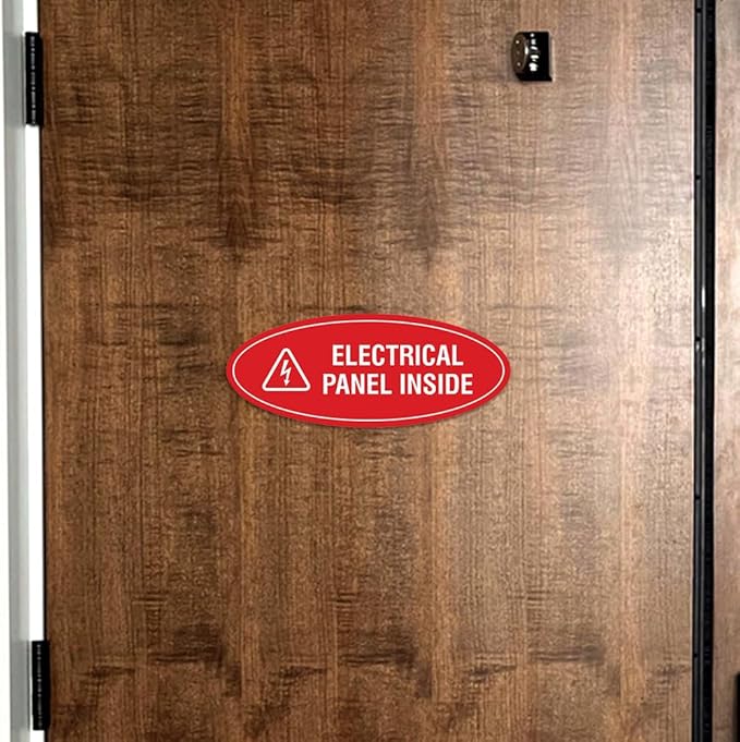 Signs ByLITA Oval Electrical Panel Inside Sign (Dark Brown) - Large 2 Pack