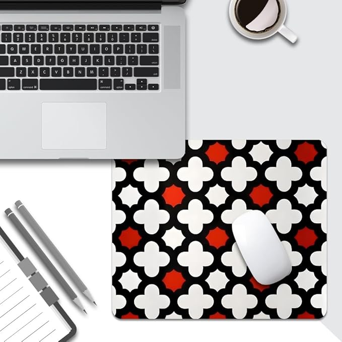 Red Lattice Tile High Contrast Square Mouse pad, Texture, Waterproof, Anti Slip Rubber Base, Computer Mouse pad, Laptop Mouse pad