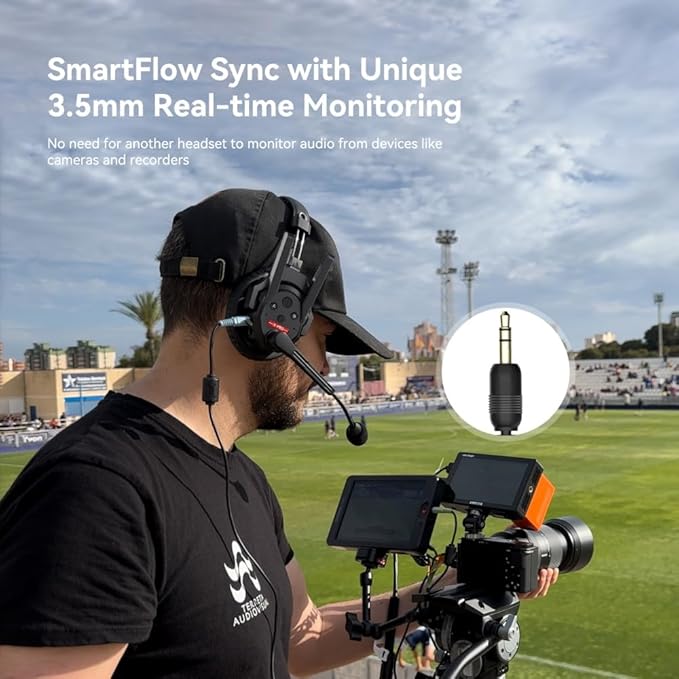SYNCO XTALK XPro9 Wireless Intercom Headset System 2.4 GHz 1640FT/500M Long Distance Range Full Duplex for 9 Person Communication with Noise Cancellation for Live Show Stage Performance Movie Shoot