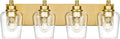 METWET Bathroom Light Fixtures, 4-Light Modern Vanity Light with Clear Glass Wine Glass-Shaped Shade, Vanity Lighting Fixtures Over Mirror, Brushed Gold, VL155-BG-4