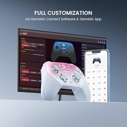 GameSir Super Nova Wireless Gaming Controller for PC/Switch/Switch 2/iOS/Android, 1000Hz Polling Rate, Hall Effect Stick & Trigger, Rubberized Grips, RGB Lighting, 1000mAh - Pink