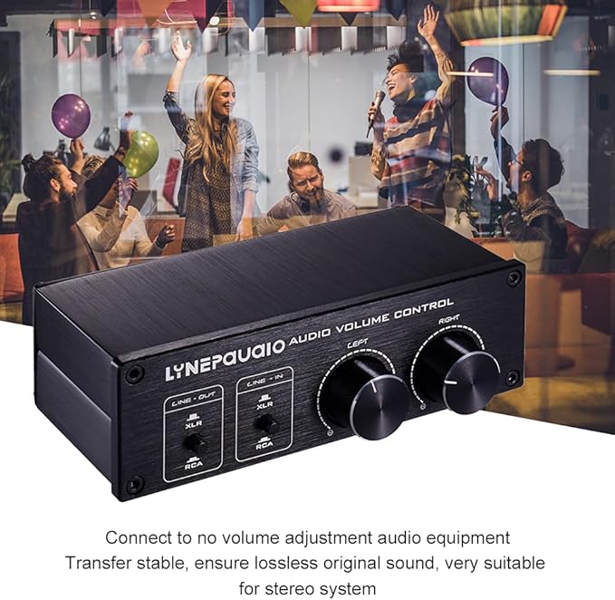 QIUNI Passive Volume Controller with Fully-Balanced & Single-Ended Mode XLR & RCA Interface for Home Stereo System Pre-Amplifier Speaker