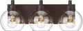 METWET Bathroom Light Fixtures Over Mirror, 3-Light Oil Rubbed Bronze Vanity Light with Clear Glass Globe Shade, Modern Sconces Wall Lighting, Bathroom Wall Lights for Bedroom Hallway, VL195-ORB-3