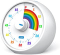 Visual Timer for Kids, 60-Minute Countdown for Classroom Office Kitchen, Desk Timer Kids Time Management Tools with Silent Operation, Pomodoro Timer Rainbow Pattern(White)