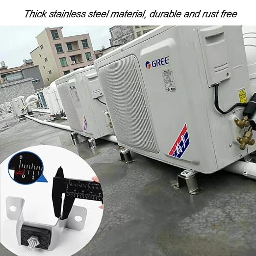 Anti Vibration Pad Air Conditioner Base,Noise Reduction and Shock Absorption Bracket,Upgraded Air Conditioner Shock Pad Thickened Floor Bracket,4 Packs (Stainless Steel Bracket -6cm)