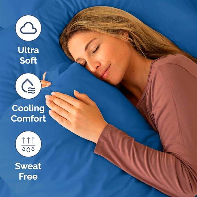 RV Short Queen Sheet Set 60 X 75 - 4 Piece RV Short Queen Bed Sheets - Soft, Breathable & Cooling - Designed for Bunks, Trailers & Campers - Fits 8” to 12" Mattress - Hotel Luxury Bedding - Royal Blue