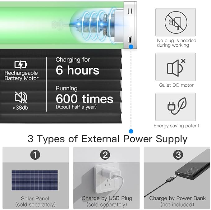Tokblind Motorized Sheer Shade with Remote Control, Light Filtering Electric Roller Blind Compatible with Alexa via Hub, Rechargeable Smart Window Shade Custom Size (Light Filtering Black)