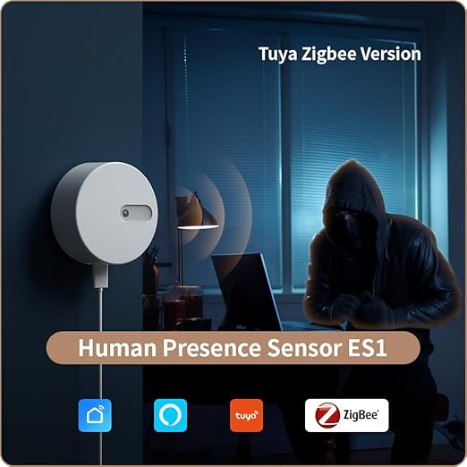 Linptech Human Presence Sensor ES1,Smart Motion Sensor with 24G mmWave Radar,Occupancy Sensor Requires Tuya Zigbee Hub for Home Security and Automation,Compatible with Alexa,Smart Life,Z2MQTT,ZHA