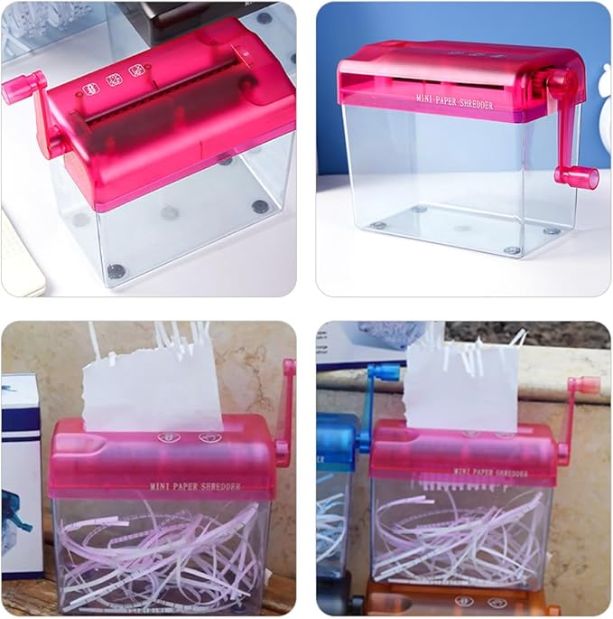 Healvian Manual Paper Shredder Small Desktop Handheld Red Compact Office and Home Use Convenient Hand Shredder for A4 Paper Documents