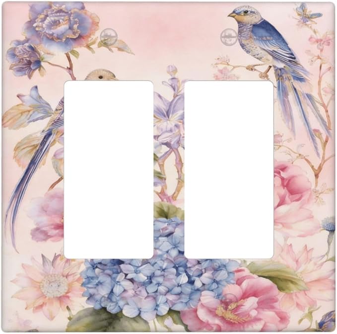 Bvtewkhz Floral Birds Morris 2 Gang Double Rocker Decorative Outlet Covers Light Switch Plate Electrical Receptacle Switchplate For Bathroom Kitchen Bedroom