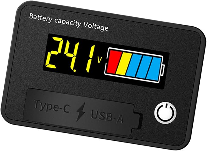 MOAIYU DC8-30V Electricity Meter Digital LCD Display Car Battery Charging Levels Indicators Leads Acid Lithium Voltmeter