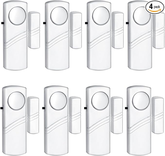 Security Door Window Alarm, Wireless Sensor Door Window Burglar Alarm, Door Alarms for Kids Safety, Easy Installation Doorbell Alarms for Office House Window Pool (8 Pack)