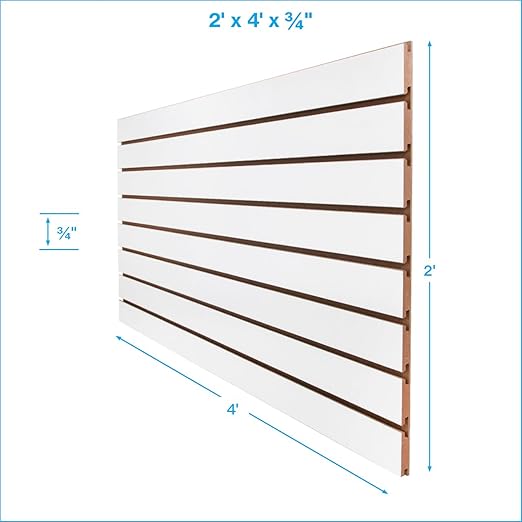 SSWBasics 4ft x 2ft Horizontal White Slatwall Panels Easy Organizer (24"H x 48"L) - Pack of 2 - Streamline Your Space with Effortless Retail Displays, Garage Wall Solutions, and Craft Storage