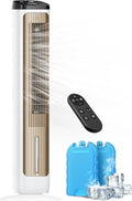 PNTCK Tower Fans with Ice Packs, 12H Timer, 4 Modes, 3 Speeds, 20FT Remote, 80° Oscillating, 36” Portable Evaporative Air Cooler with Remote Control, Platinum Swamp Cooler for Bedroom, Living room