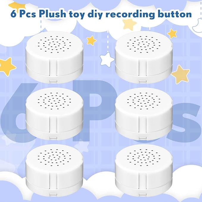 Handepo 6 Pcs White Sound Recorder Voice Recorder Music for Stuffed Animal Toy Recording Device Recordable Sound Module, Record Messages for Plush Toy Doll Stuffed Bear Pillow(20 Seconds)