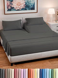 Split Head King Sheet Set – 4 Piece Flex Split Top King Sheets for Adjustable Beds - Fits 14” to 16" Mattress w/ Deep Pockets - Soft, Breathable & Cooling - Luxury Bedding and Wrinkle Free - Charcoal