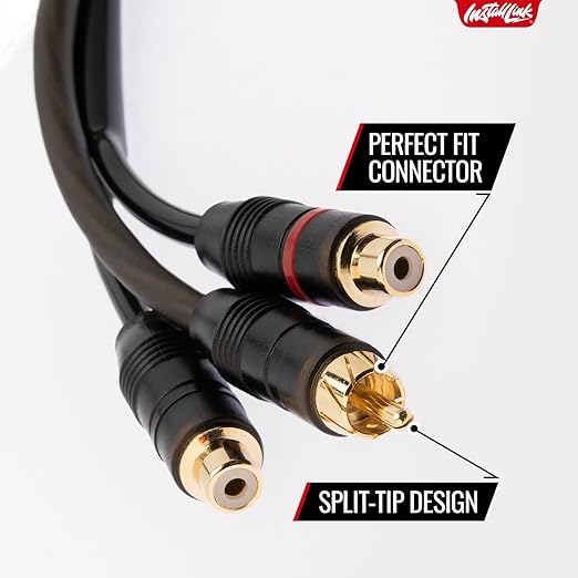 Install Link RCA Audio Cable for Subwoofer or Stereo Cable, Y Adapter 1-Male to 2-Female Splitter, 2pk