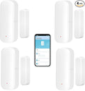 WiFi Door Sensor: Wireless Window Sensor with App Alerts, Tuya Smart Contact Sensor for Home Security and Smart Home Automation, No Hub Required, Compatible with Alexa Google Assistant(4-Pack)