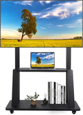 Maiproo Rolling TV Stand with Wheels for 32-75 Inch Heavy-Duty Mobile TV Cart LCD LED OLED Flat Panel Screens Smartboard Holds up to 100lbs Portable TV Stand on Wheels with Shelf Height Ajustable