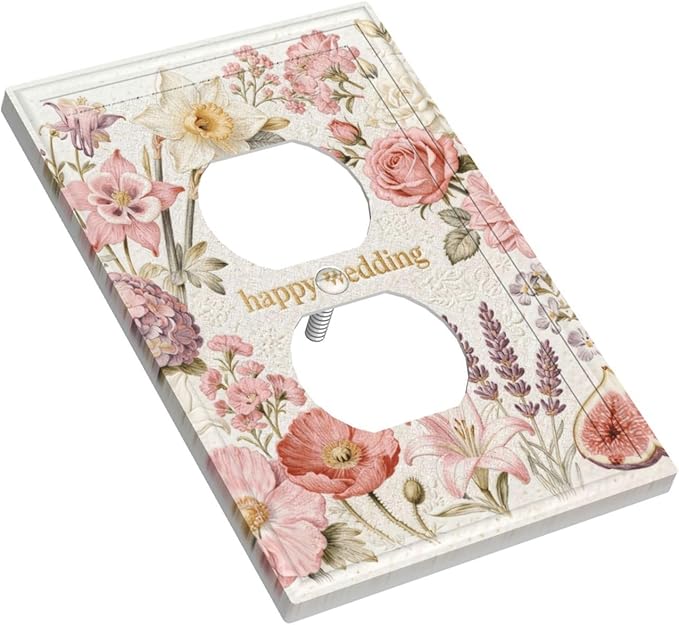 Bvtewkhz Floral Plant Watercolor Flowers Duplex Outlet Decorative Outlet Covers Light Switch Plate Electrical Receptacle Switchplate For Bathroom Kitchen Bedroom