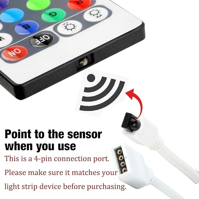 SUPERNIGHT RGB LED Light Strip Remote Controller, Dimmer for RGB LED Strip Lights, 44 Key Wireless IR Remote Controller for SMD 5050 3528 Rope Lights