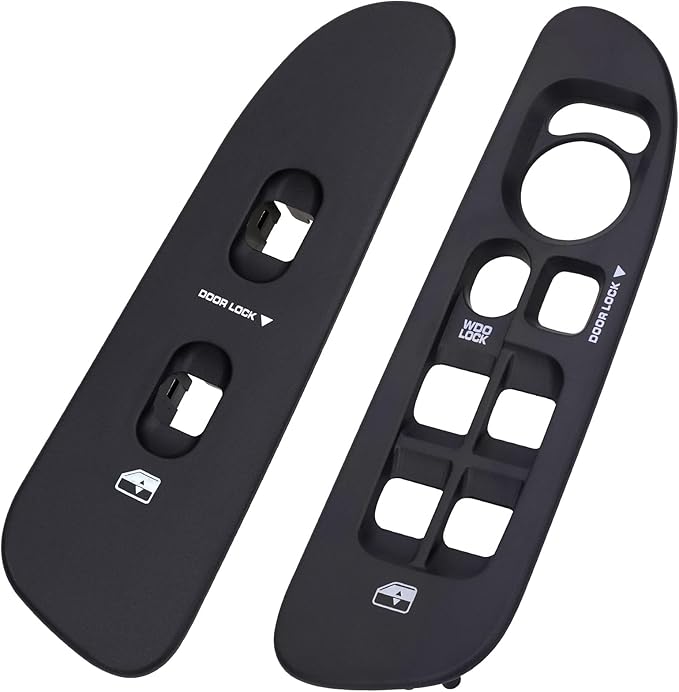 Obaee Driver & Passenger Door Window Control Switch Panel Bezel Compatible with 2002-2009 Dodge Ram 1500 2500 3500 Front Right & Left Window Button Border Trim, Black