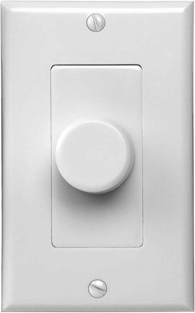 OSD Audio Resistor Based 150W in Wall Volume Control for Home Speakers, Rotary Knob White VKR120