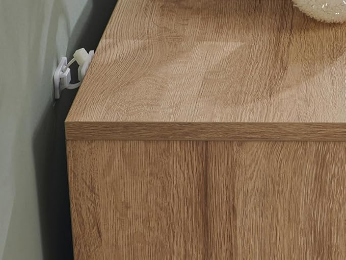 JXQTLINGMU 5 Drawer Dresser for Bedroom, 42" Tall Modern Wood Dressers, Push-to-Open Chest of Drawers for Closet Organizers & Storage, Curved Profile Design,Natural Oak