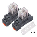 TWTADE/2PCS DC 24V Relay 10A Electromagnetic Power Coil Relay 8 Pins DPDT 2NO 2NC with Indicator Light, Socket Base & DIN Rail -YJ2N-LY
