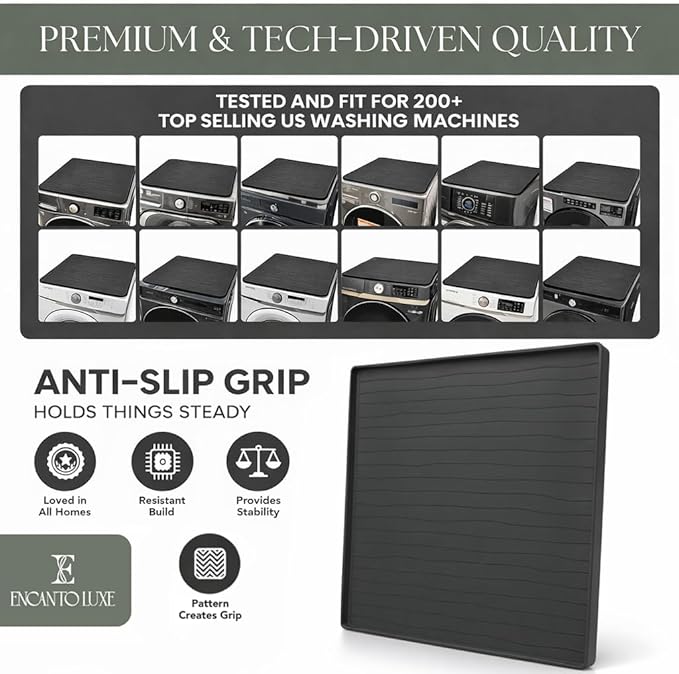 1 PC Washer and Dryer Top Cover Protectors 25" x 25", Laundry Machine Dust Guards (Onyx (Dark Grey))