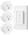 Remote Control Outlet, WILAWELS Wireless Light Switch with Removable Base, On Off Remote Outlet Switch for Light, Lamp, Appliance, 100ft RF Range, 10A/1250W, Expandable, 1 Remote for 3 Plugs W14RC1306