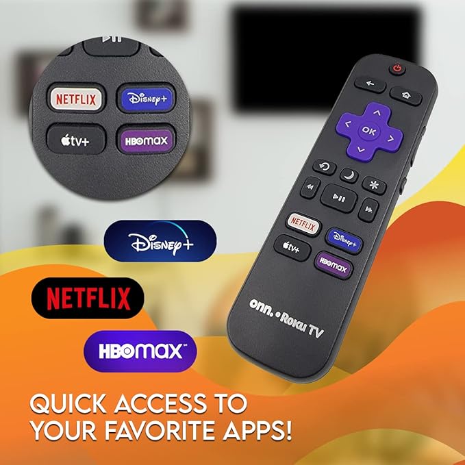 Ceybo OEM Replacement Remote Control for Roku Smart TV with Netflix, Disney+, Apple TV, and HBO Max Shortcut Keys